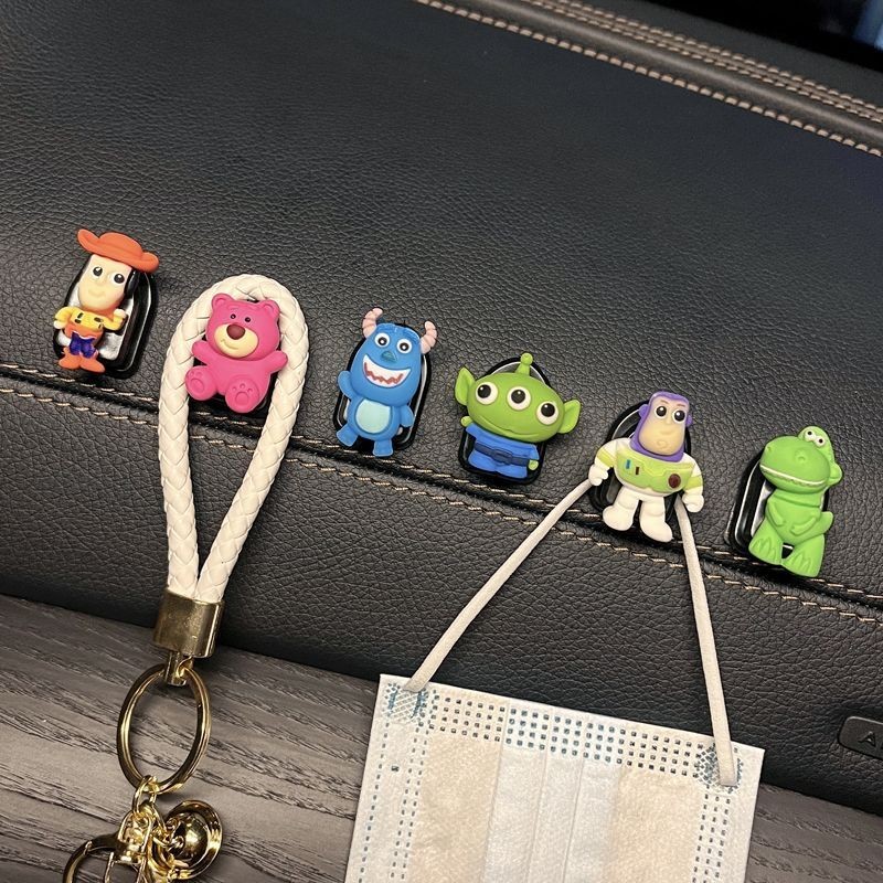 6ชิ้น รถติดตะขอมัลติฟังก์ชั่รถด้านหน้าแถววัตถุตะขอการ์ตูนรถอุปกรณ์ตกแต่งภายใน - รูปที่ 3