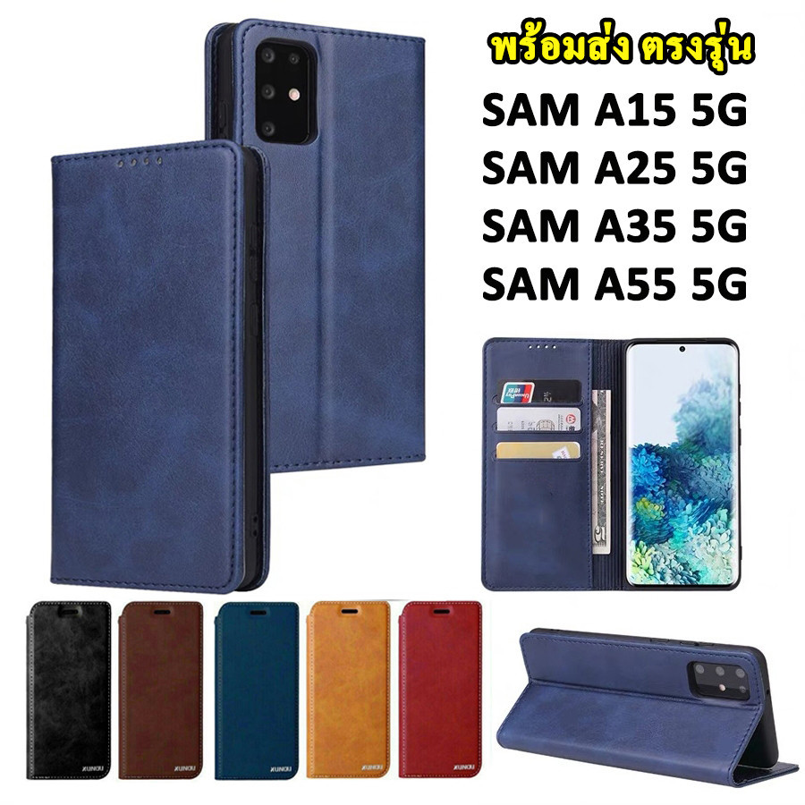 เคสโทรศัพท์หนัง PU นิ่ม ฝาพับแม่เหล็ก A36 A56 A16 A06 A05 A05S สําหรับ Samsung Galaxy A55 A35 A25 A15 5G A14 A24 XUNDU