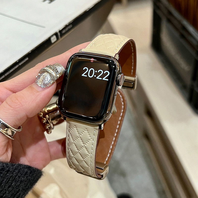 สายนาฬิกาข้อมือ สายหนังวัวแท้ แบบแม่เหล็ก สําหรับ Apple Watch Ultra 9 8 7 6 SE 5 4 3 2 1 ขนาด 38 40 41 มม. 42 44 45 49 มม.