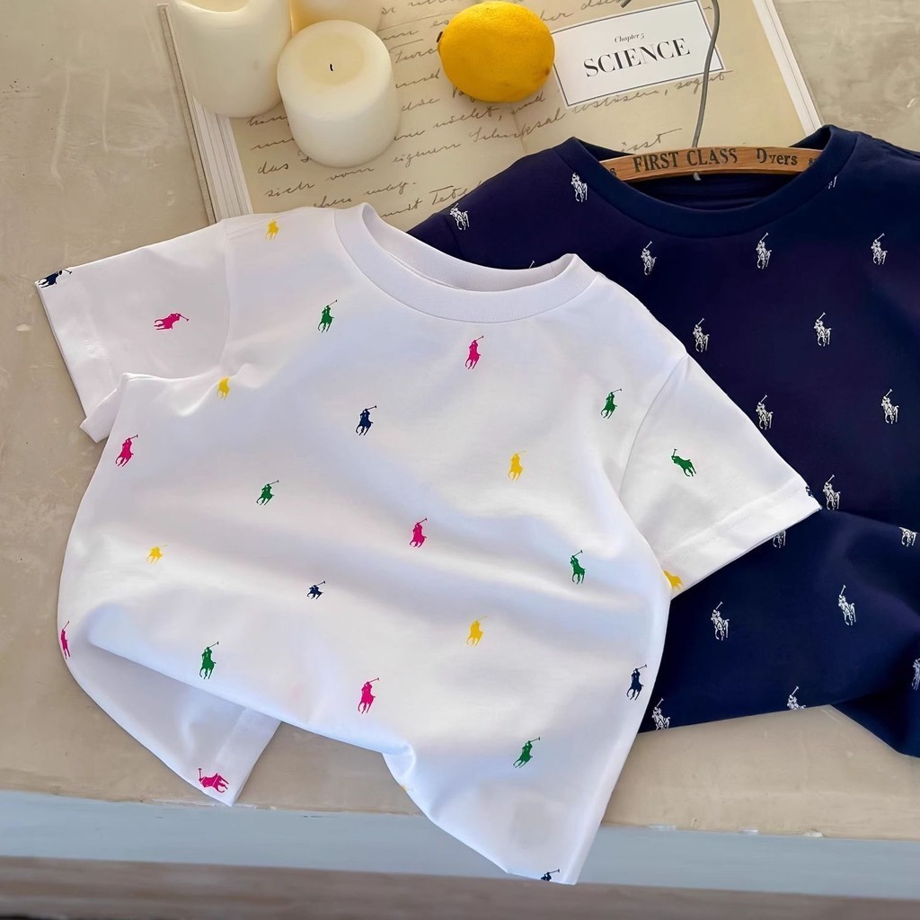 เสื้อยืดแขนสั้น ผ้าฝ้าย 100% พิมพ์ลาย แฟชั่นฤดูร้อน สําหรับเด็กผู้ชาย และเด็กผู้หญิง 2024