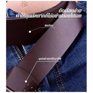 💕จัดส่งในพื้นที่💕[เทรนด์แฟชั่น/วัสดุจริง]เข็มขัดหนังวัวชั้นแรกของผู้ชาย/การออกแบบตามหลักสรีรศาสตร์ ฝีมือดี หัวหัวเข็มขัดโลหะผสม/ไม่ต้องเจาะรู/สไตล์เรโทรเข็มขัดธุรกิจ
