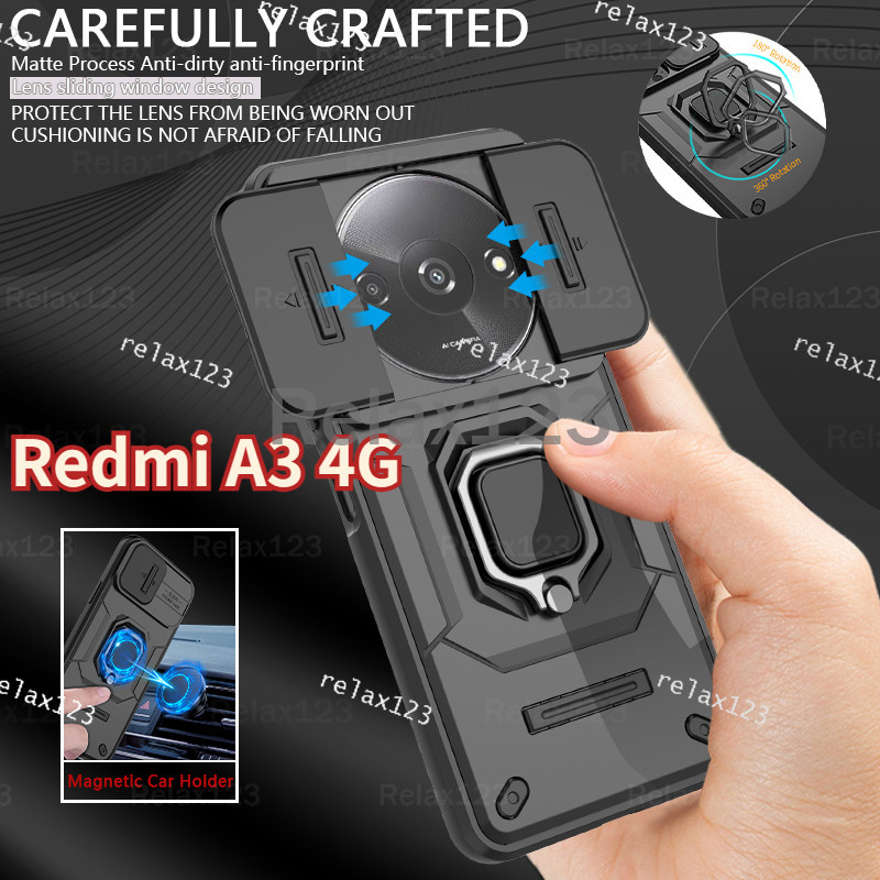 เคสโทรศัพท์มือถือ กันกระแทก พร้อมแหวนขาตั้งแม่เหล็ก สําหรับ Xiaomi Redmi A3 4G RedmiA3 RedmiA 3 4G 5G 2024