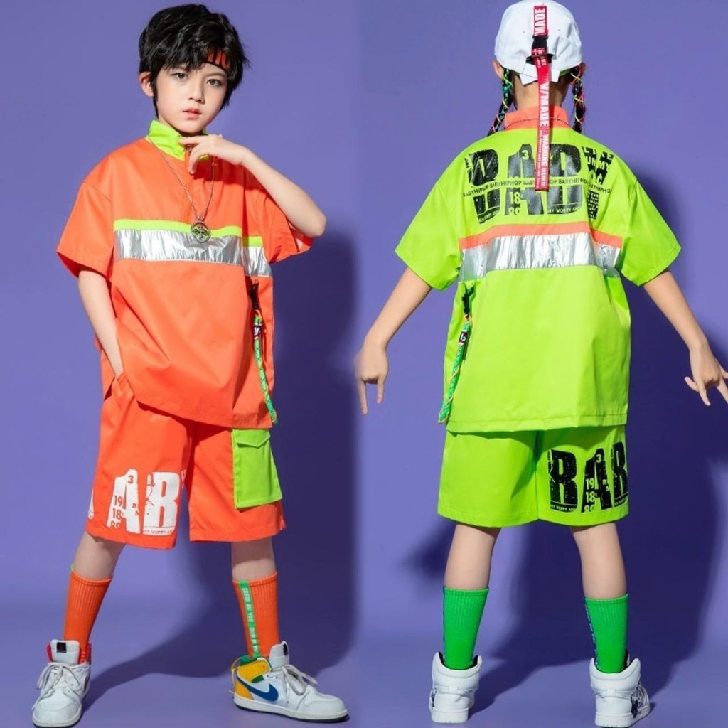 พร้อมส่งชุดฮิปฮอปเด็ก เสื้อผ้าเด็กโตชายและหญิง เซ็ท2ชิ้น ชุดเด็กสะท้อนแสง เสื้อผ้าเด็กโตชาย ชุดเด็กเท่ๆ ชุดสงกรานต์เด็ก