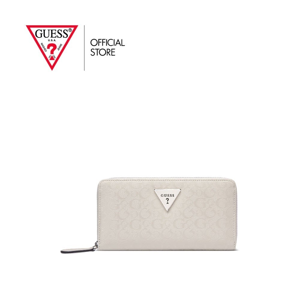 GUESS กระเป๋าสตางค์ผู้หญิง รุ่น K8601599 LATHAN SLG MED ZIP AROUND สีขาว