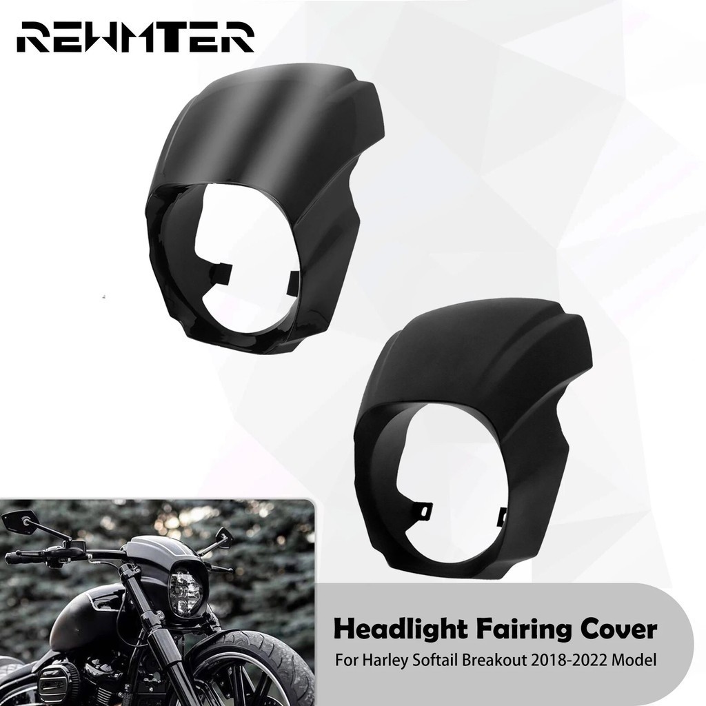 RW Motorcycle Gloss Black/Matte Black Headlight Faring Cover Front Windshield For Harley Softail Breakout FXBR FXBRS 201