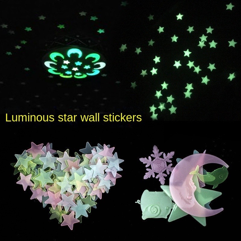 สติกเกอร์เรืองแสง รูปดาว สามมิติ สําหรับตกแต่งผนังห้องนอน