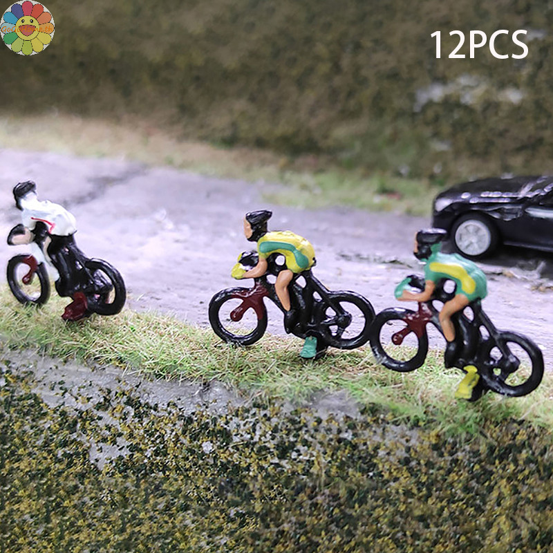 Gogo 12 ชิ ้ น 1/87 Ho Scale รูป Rider Cyclists Miniature Scale คนรุ ่ น Diorama ตัวเลขสําหรับรถไฟของเล ่ น Diorama TH