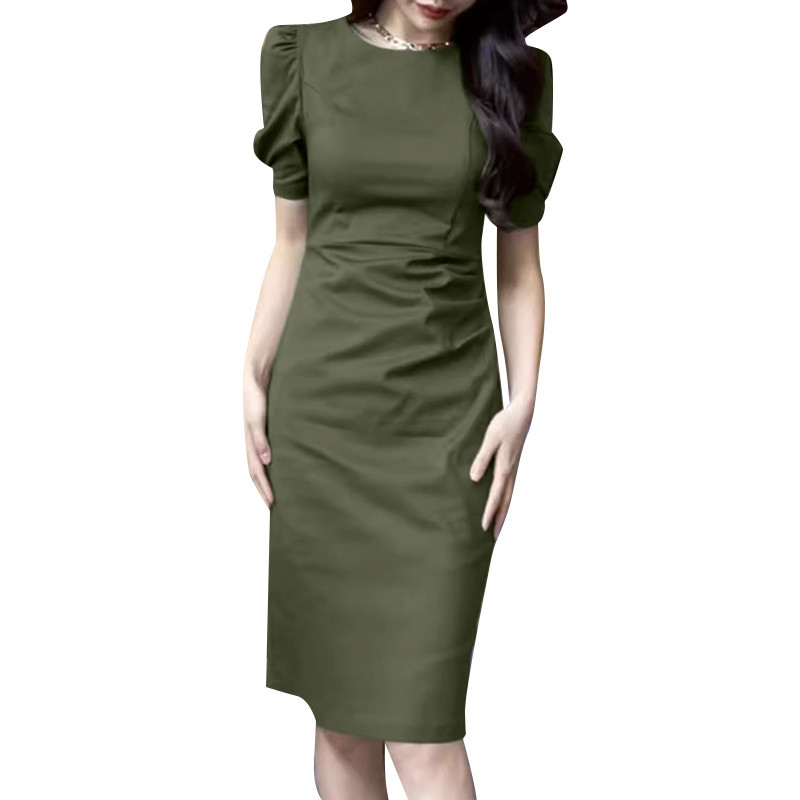 Zanzea ชุดเดรส คอกลม แขนสั้น มีซิป สีพื้น สไตล์เกาหลี สําหรับผู้หญิง