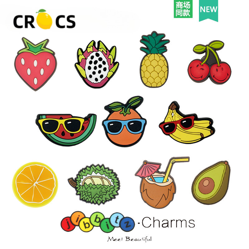 อุปกรณ์เสริมหัวเข็มขัด รูปการ์ตูนผลไม้ สําหรับตกแต่งรองเท้า crocs