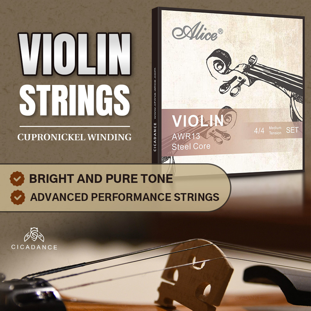 Alice สายไวโอลิน แกนเหล็กคาร์บอนสูง ป้องกันสนิม เสียงสดใส สำหรับประสิทธิภาพระดับสูง Violin String