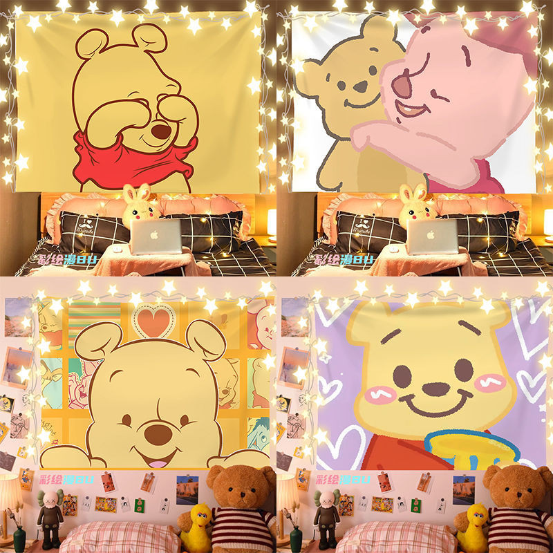 ผ้าแขวนตกแต่งผนังห้องพักหญิงการ์ตูนวินนี่เดอะพูห์ ผ้าพื้นหลัง ผ้าปูโต๊ะ ผ้าผนัง