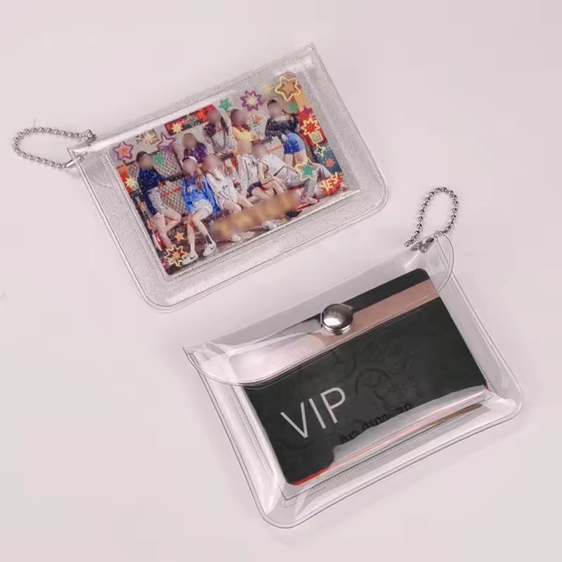 แฟชั่นโปร่งใสกันน้ําglitter PVCกรณีนามบัตรกระเป๋าสตางค์บัตรเครดิตกระเป๋าบัตรประจําตัวกระเป๋าใส่เหรียญพร้อมพวงกุญแจ