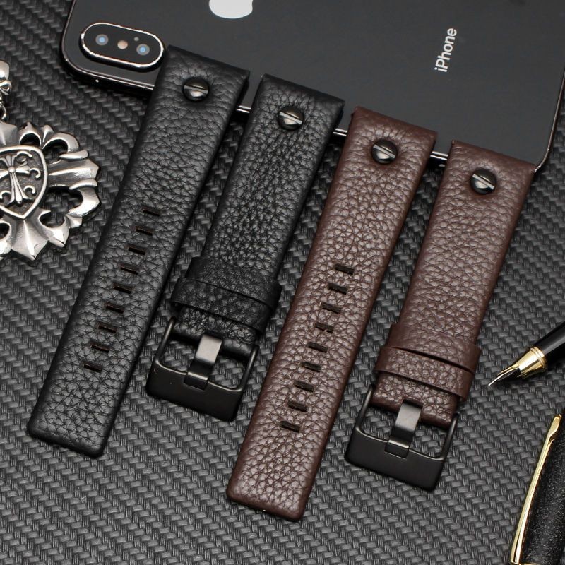 Strap เหมาะสําหรับ Dissay DIESEL สายนาฬิกาหนังแท้ DZ7257 DZ4318 DZ7313 สายลายลิ้นจี่ 26 มม.