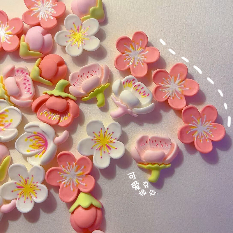 คลิปผมทำมือซีรีส์ดอกพีชฤดูร้อนใหม่ 100 ชิ้น ทำจากครีมกาว ทำเอง คลิปผม กรอบรูป เคสโทรศัพท์ ขวดน้ำ อุปกรณ์ทำมือน่ารัก - รูปที่ 5