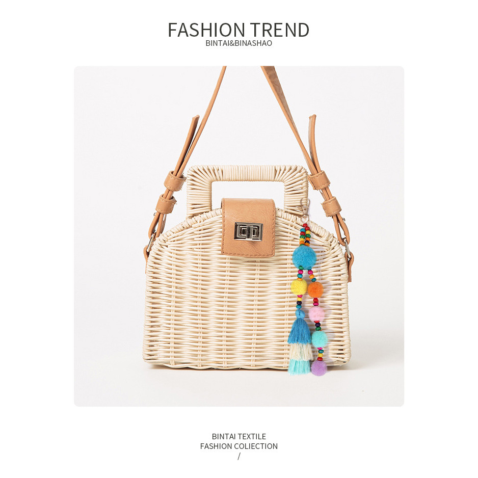 Boho สไตล์ลูกผมพู่พวงกุญแจฤดูร้อน Beach Shell พวงกุญแจสีสันสดใส Pompom พวงกุญแจสําหรับผู้หญิงกระเป๋าจี้แขวน ราคา ถูกที่สุด ดีลบีเคเค แกลเลอรีภาพที่ 7