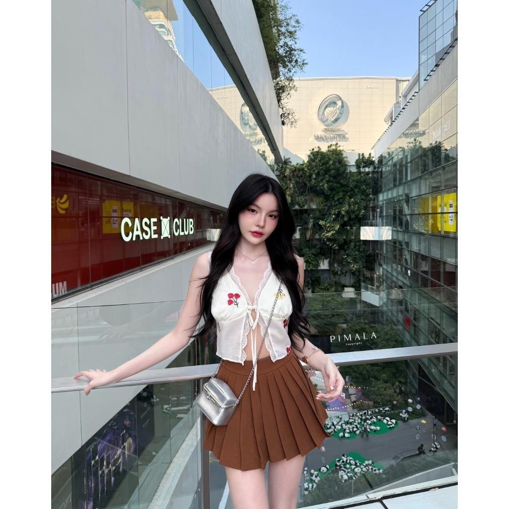 Shop_DD (เปิดพรีค่ะ)รอ 15 วัน  Pimala180 เซ็ตเสื้อแขนกุดขอบลูกไม้น่ารักมากก DD.