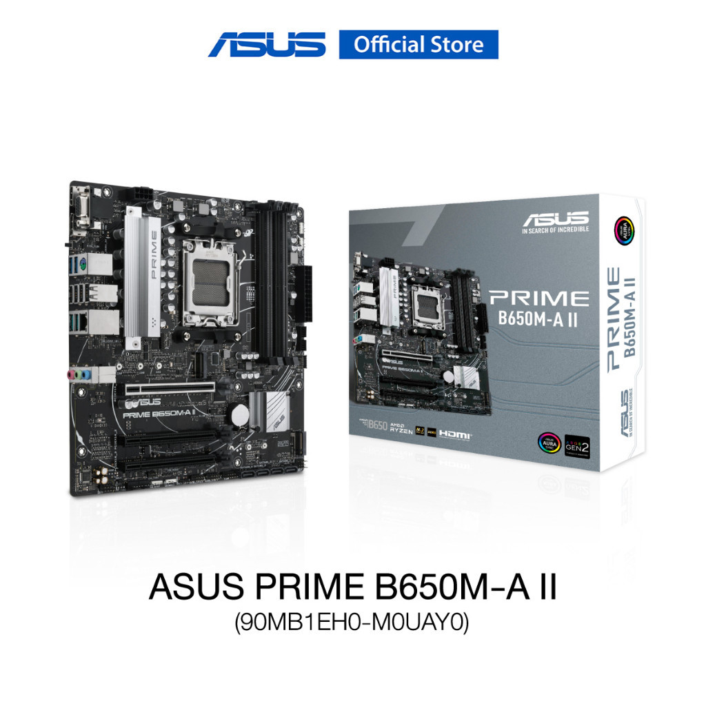 ASUS PRIME B650M-A II (90MB1EH0-M0UAY0) Mainboard, Micro-ATX motherboard with DDR5, PCIe 5.0 M.2, 2.5Gb Ethernet,  BIOS FlashBack™, Arua Sync