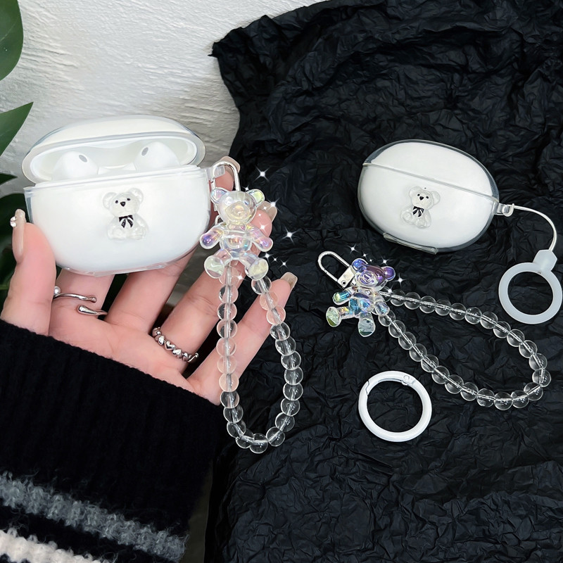For EDIFIER W320TN Transparent Case Cute Bear Bracelet Lanyard EDIFIER TWS1 Pro2 / W220T / TWS X3S P