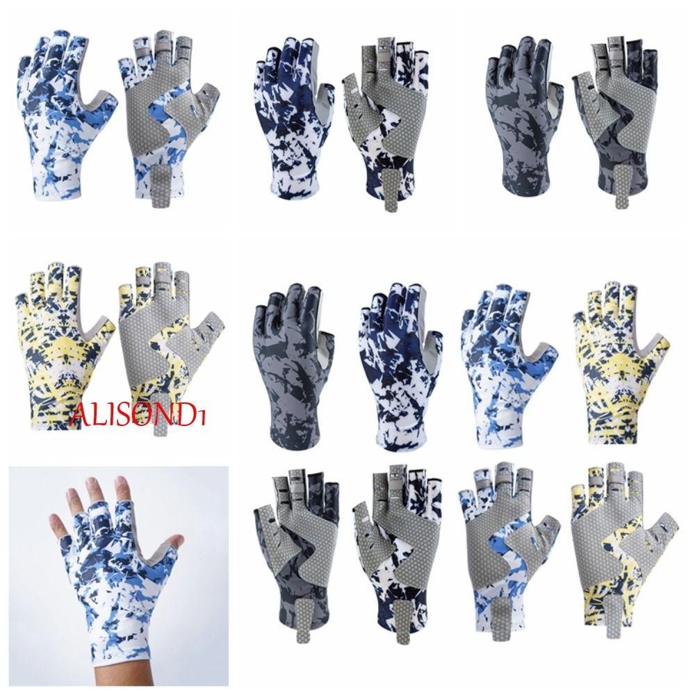 Alisond1 ถุงมือตกปลา แบบครึ่งนิ้ว ป้องกันแสงแดด กันแดด ฤดูร้อน ตกปลาทะเล ป้องกันนิ้วมือ ครึ่งนิ้ว