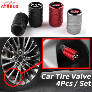 4 ชิ้น Toyota จุกปิดท่อเติมลมยาง​ สำหรับรถยนต์​ จุกลมยาง​อลูมิเนียมอัลลอยด์ จุกลมยางรถยนต์ สำหรับ Toyota Prius Fortuner Corolla Cross CHR Camry Wish Vios Veloz Estima Sienta Yaris Ativ Altis Sienta bZ4X Hiace Hilux Revo