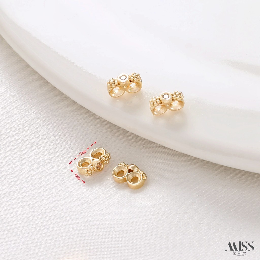 ลูกปัดสเปเซอร์ สีทอง 14K ประดับเพทาย รูปดอกพลัม สามแถว สําหรับทําเครื่องประดับ สร้อยข้อมือ diy - รูปที่ 5