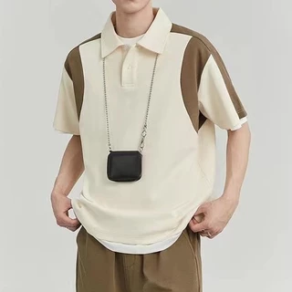 CLIFF เสื้อโปโลผู้ชาย สไตล์เกาหลี ผ้าวาฟเฟิลด์ สีเย็บต่อกัน แฟชั่นยอดนิยม ลำลองใส่สบาย