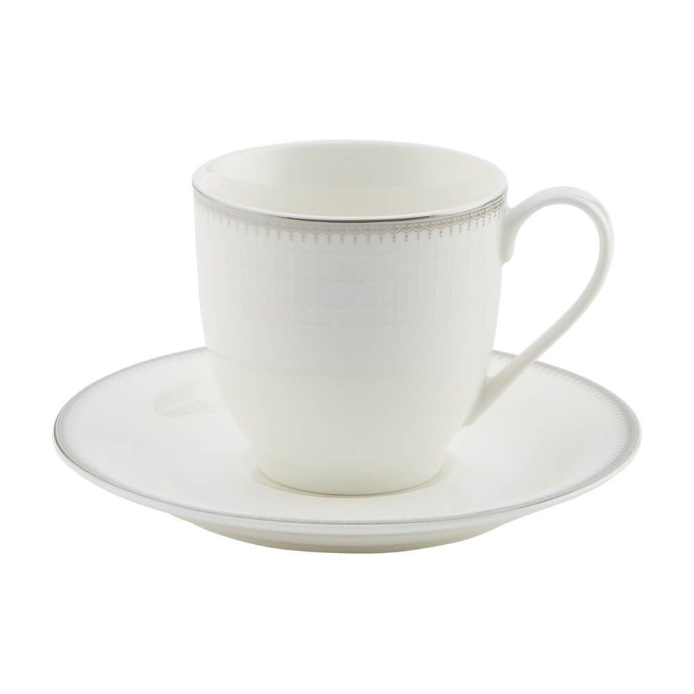 INDEX LIVING MALL ถ้วยกาแฟพร้อมจานรอง รุ่น แอสเพน ขนาด 100 มล. - สีเงิน