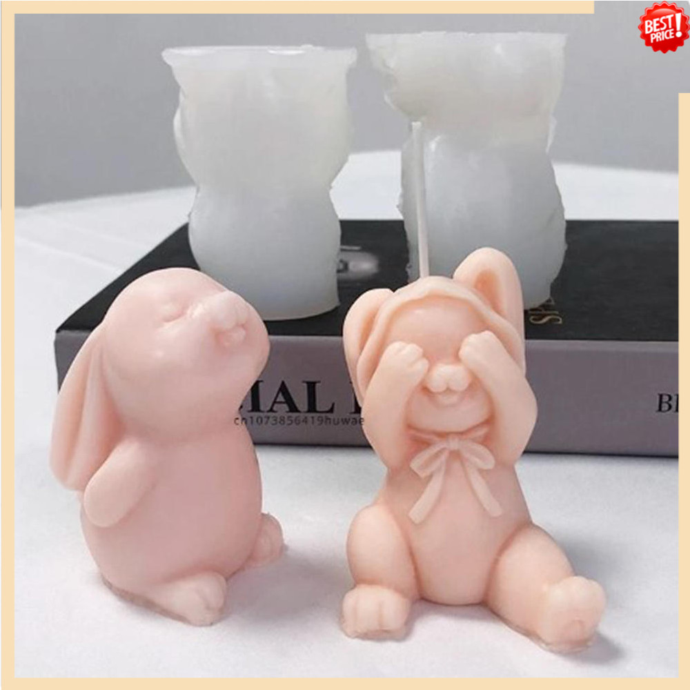 แม่พิมพ์ซิลิโคนเรซิ่น รูปกระต่าย 3D สําหรับทําเทียน ช็อคโกแลต สบู่ DIY