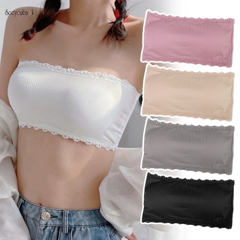 ผู้หญิง ฤดูร้อน ลูกไม้ ห่อหน้าอก หวาน มองไม่เห็น เสื้อเกาะอก สําหรับผู้หญิง ระบายอากาศ เซ็กซี่ ชุดชั้นใน ไร้รอยต่อ หน้าอก เสื้อ