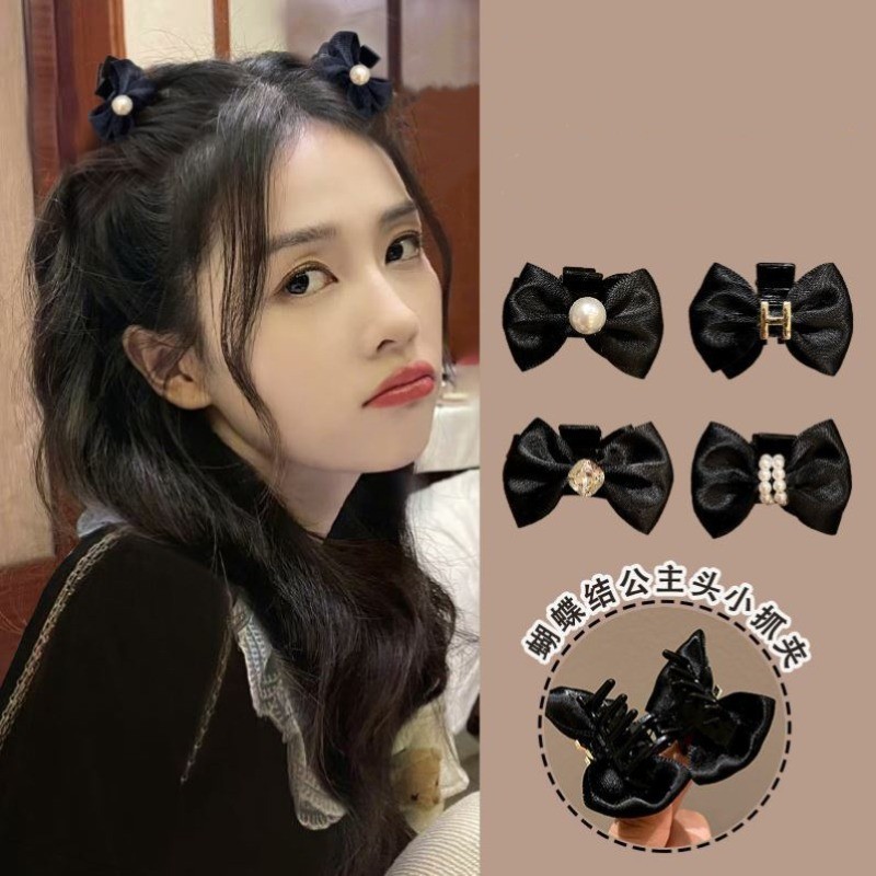 ใหม่ แฟชั่นเกาหลี ฤดูใบไม้ร่วง ฤดูหนาว คู่ กิ๊บติดผม สําหรับผู้หญิง น่ารัก กํามะหยี่ สีดํา โบว์ กิ๊บติดผม เครื่องประดับผม