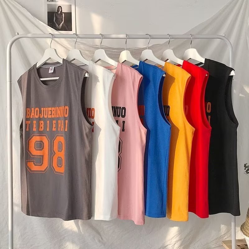 เสื้อยืดแขนกุด ผ้าฝ้ายแท้ แบบบาง ทรงหลวม อินเทรนด์อเมริกัน เหมาะกับฤดูร้อน สําหรับผู้ชาย