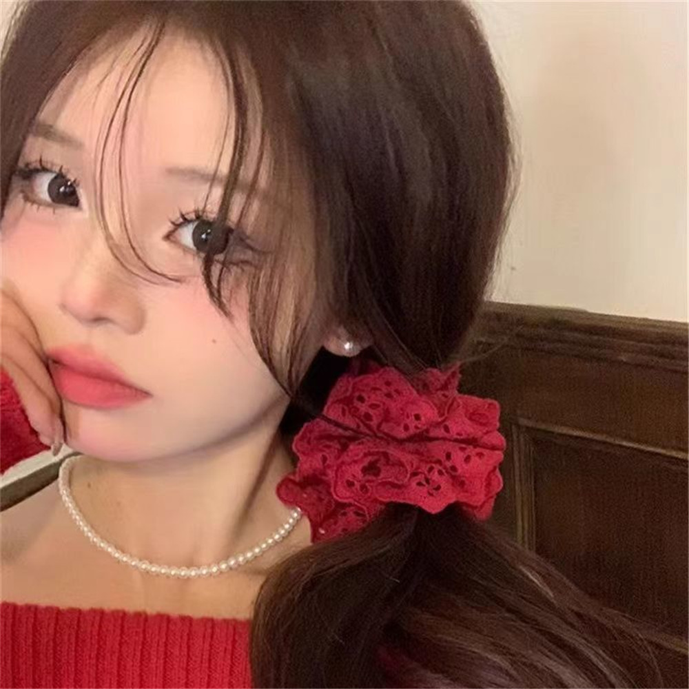 A HELLO GIRL Super Fairy ลูกไม้ ขนาดใหญ่ ยางรัดผม ยางรัดผม เชือกคาดศีรษะ ฝรั่งเศส ย้อนยุค เครื่องประดับผม - รูปที่ 4