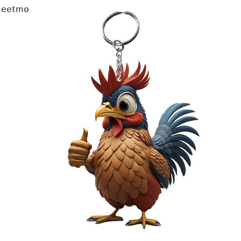 [eetmo] พวงกุญแจอะคริลิค จี้รูปสัตว์ ไก่ ไก่ สร้างสรรค์ สําหรับตกแต่งต้นคริสต์มาส รถยนต์