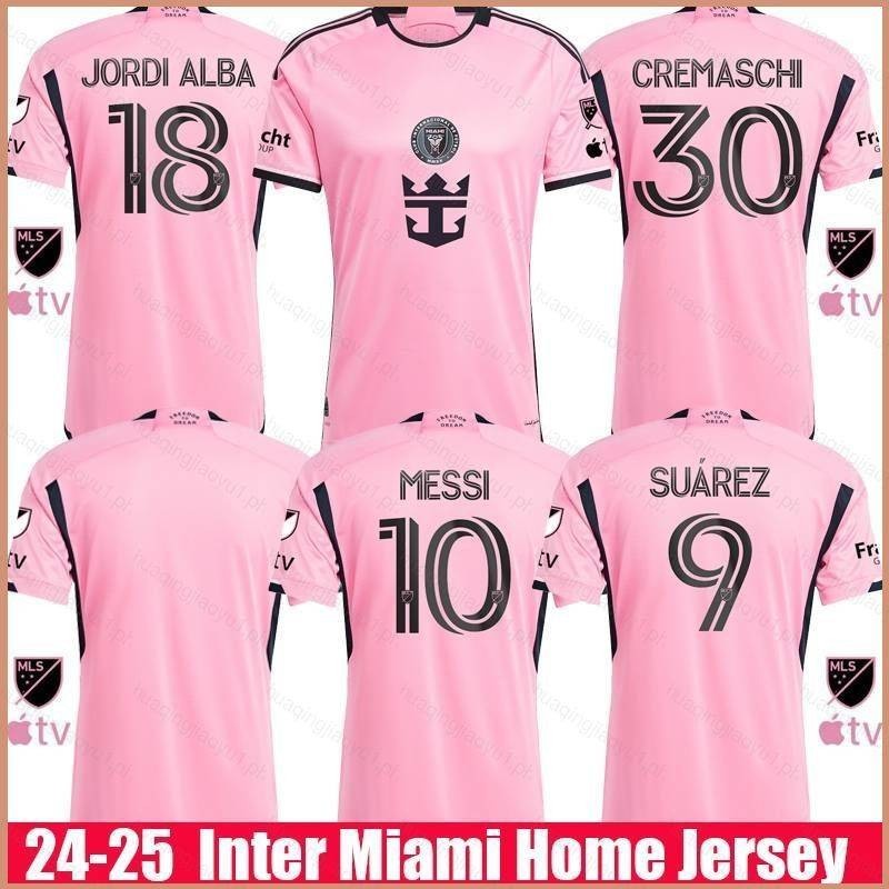 ใหม่ล่าสุด 2024-2025 เสื้อยืดลําลอง แขนสั้น พิมพ์ลาย Inter Miami Home Jersey Messi Suarez Cremaschi Alba พลัสไซซ์