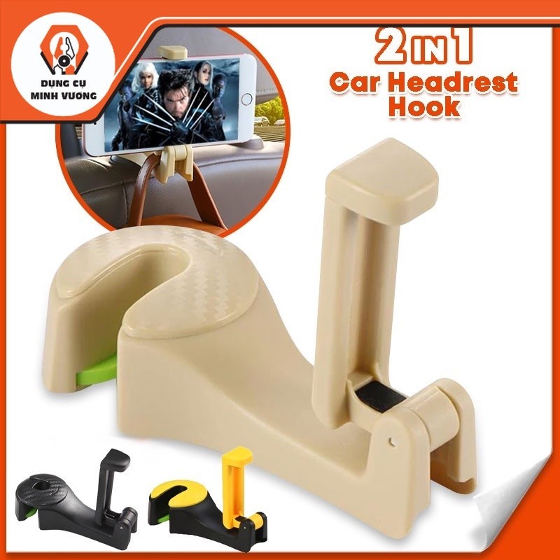 ไม้แขวนเสื้อหลังเบาะรถยนต์ 2-in-1 สะดวก _ เครื่องมือ Minh Vuong _ เครื่องมือ Minh Vuong