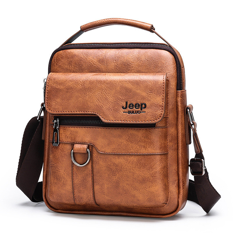 Jeep Buluo กระเป๋าสะพาย สำหรับผู้ชาย กระเป๋าหนังวินเทจ ลายหนังซิปเยอะ ทรงเมสเซนเจอร์