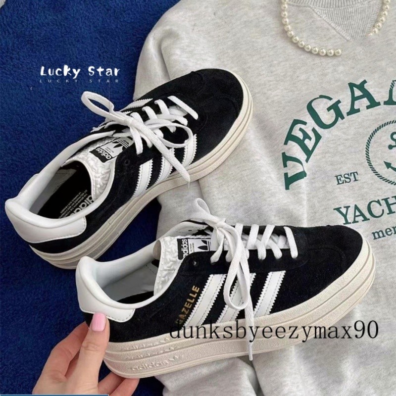 AD Originals Gazelle Bold Lisa สไตล์เดียวกันโครงสร้างสีดําพื้นหนา HQ6912