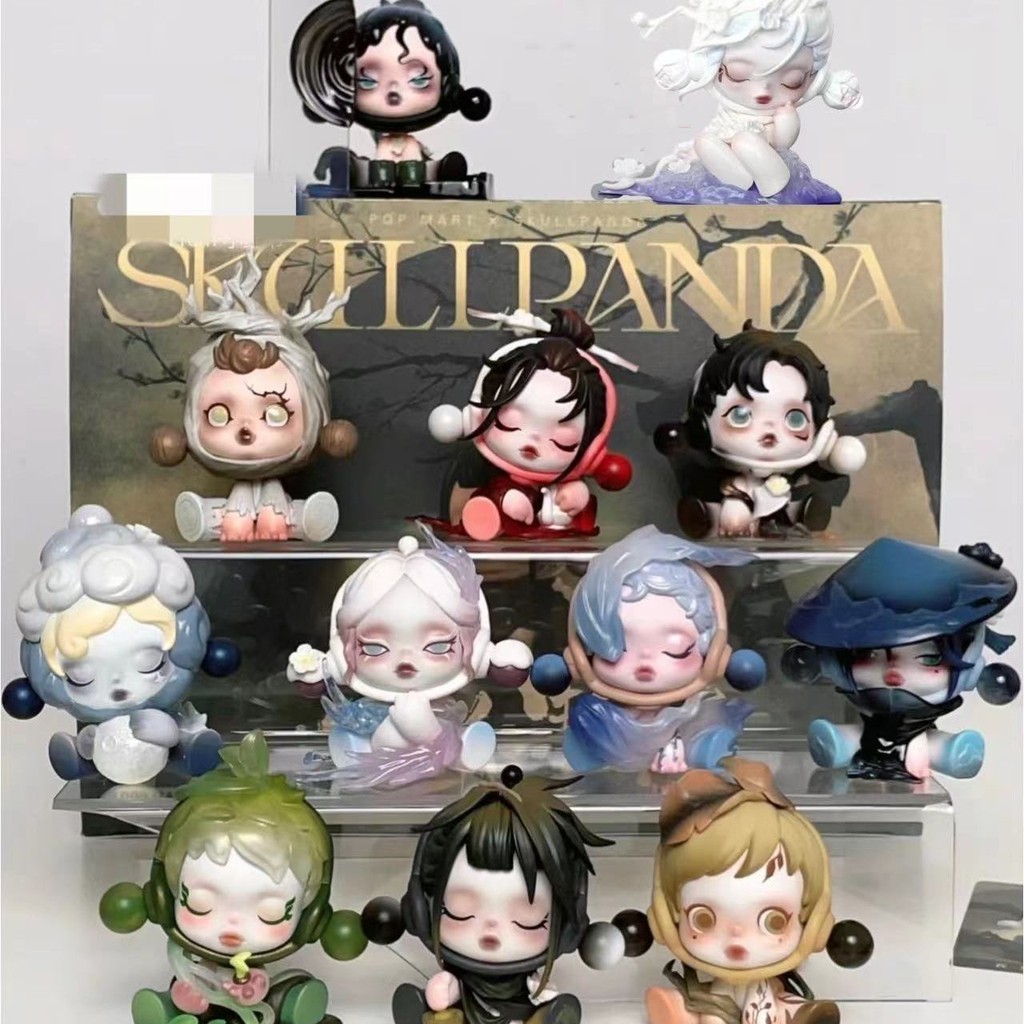 P POPMART SKULLPANDA POPMART SKULLPANDA POPMART Series Mystery Box Bubble Mart SP11 Generation ฟิกเกอร์โบราณ คุณภาพสูง Bubble Mart YALP