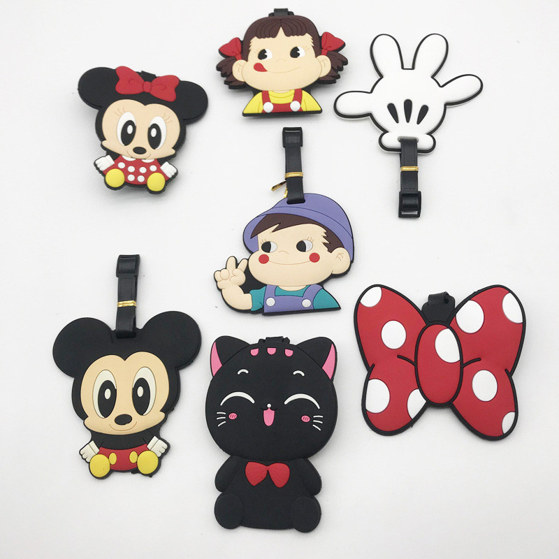 ป้ายแท็กยาง PVC แบบนิ่ม ลายการ์ตูนอนิเมะ สําหรับตกแต่งกระเป๋าเดินทาง