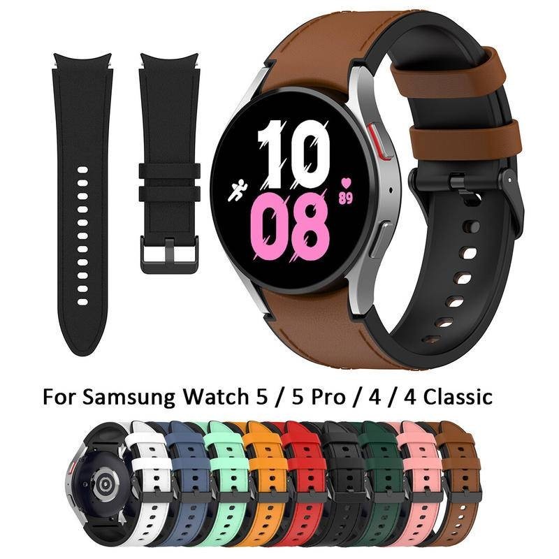 สายนาฬิกาข้อมือ หนัง PU ซิลิโคนนิ่ม 20 มม. สําหรับ Samsung Galaxy watch 6 classic 5 Pro 45 มม. 4 classic 46 มม. 42 มม.
