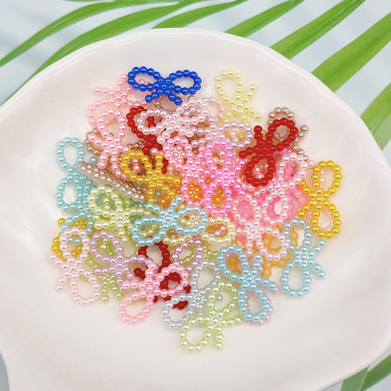 50 ชิ้น ABS เลียนแบบ Pearl Bow Handmade อุปกรณ์เสริม DIY ครีมกาวเคสโทรศัพท์กล่องเก็บตกแต่ง Patch