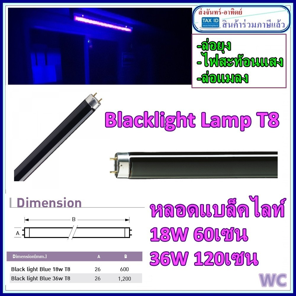 หลอดแบล็คไลท์ ยาว 60เซน และ 120เซน ขนาด 18W และ 36W