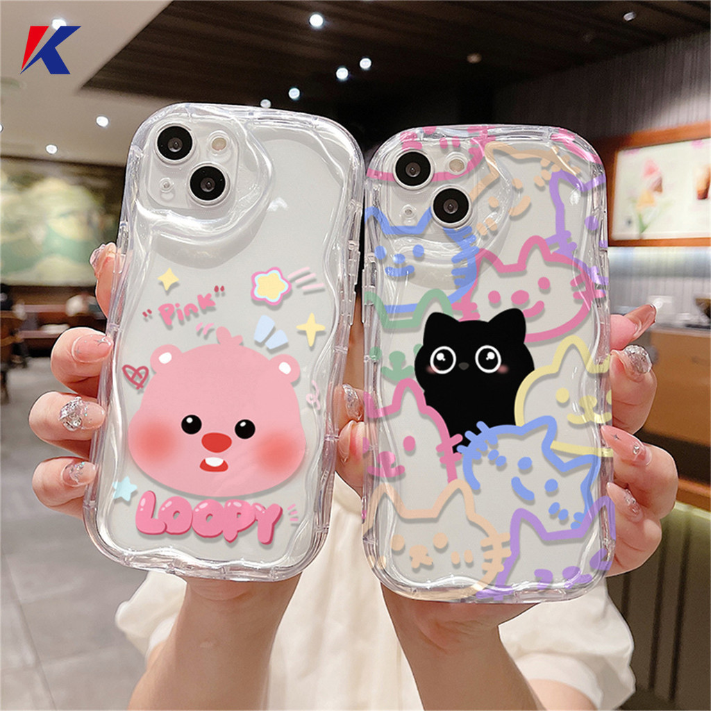 เคสโทรศัพท์มือถือ ขอบโค้ง ลายแมวน่ารัก 3D สีชมพู สีดํา สําหรับ OPPO Reno 6z 8z 7z 8T 5Z 5 4 6 8 7 4G 5G A5S A16 A12 A3S A17K A15 A38 A94 A17 A18 A57 A9 A31 A53 A5 A33 A77 2020 A56S A16K A92 A55 A95 A77S F9 A54 A96 A58 A98 A78 A74 เคสกันกระแทก