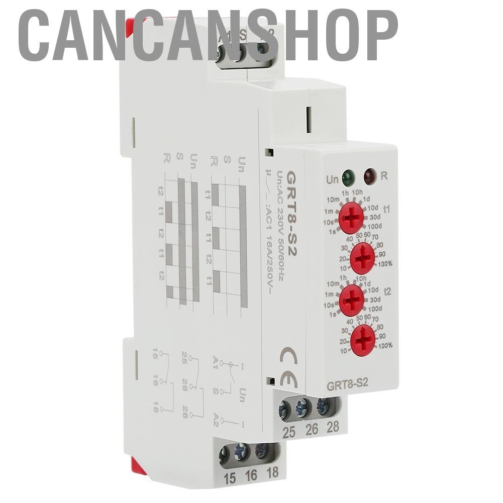 Cancanshop GRT8-S2 Mini Asymmetric Cycle Timer ON/OFF Repeat Time Relay AC220V