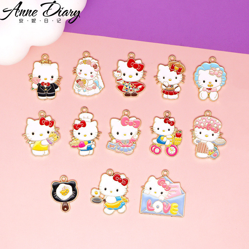 2 ชิ้น/ล็อตการ์ตูน Kitty แมวชุดแต่งงานเคลือบโลหะผสมเคลือบจี้อุปกรณ์เสริม Charms สําหรับผู้หญิง, Key Chain/ต่างหู/สร้อยคอจี้ทําด้วยมือ DIY เครื่องประดับ 046