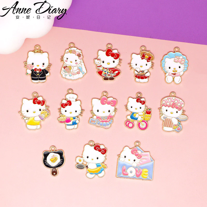 2 ชิ้น/ล็อตการ์ตูน Kitty แมวชุดแต่งงานเคลือบโลหะผสมเคลือบจี้อุปกรณ์เสริม Charms สําหรับผู้หญิง, Key Chain/ต่างหู/สร้อยคอจี้ทําด้วยมือ DIY เครื่องประดับ 046