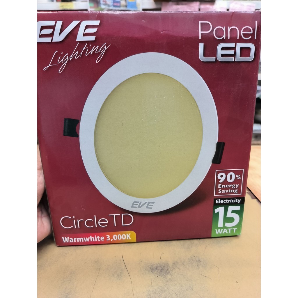 ดาวไลท์LED พาแนลหน้ากลม EVE LIGHTING Downlight LED 15W PANEL LIGHT 15W 7นิ้ว แสงขาว/ส้ม 1ตัว