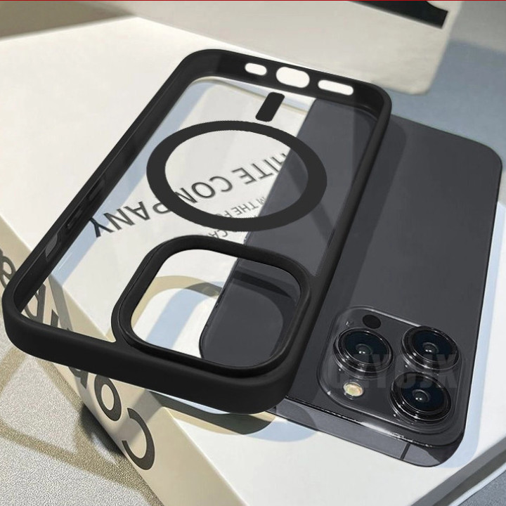 Case แม่เหล็ก เคสใสสำหรับไอโฟน11 เคสชาร์จไร้สาย สำหรับ iPhone 11 12 13 14 15 16 Pro max plus Promax เคสโทรศัพท์มือถือ