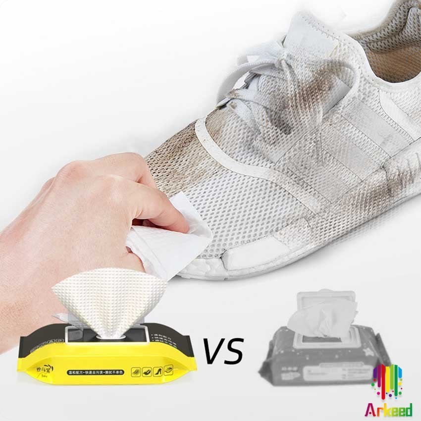 Arkeed ทิชชู่เปียกเช็ดรองเท้า แผ่นเช็ดเคลือบเงารองเท้า ขจัดสิ่งสกปรก Shoe wipes