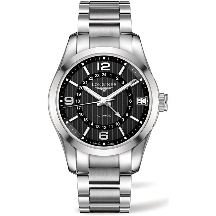 Longines Conquest นาฬิกาข้อมือคลาสสิก สําหรับผู้ชาย GMT-L2.799.4566